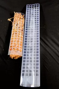 Transparent moss pole next to a 60cm mos spole