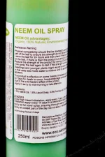 Close-up of Neem Oil bottle and natural ingredients.