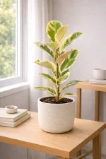 Large Rubber Tree Tineke on a wooden counter top