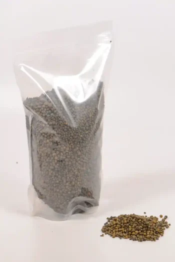 Detail showing consistent fine pellet grading.