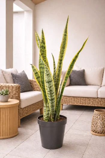 Giant Snake PLant Laurentii in a living room