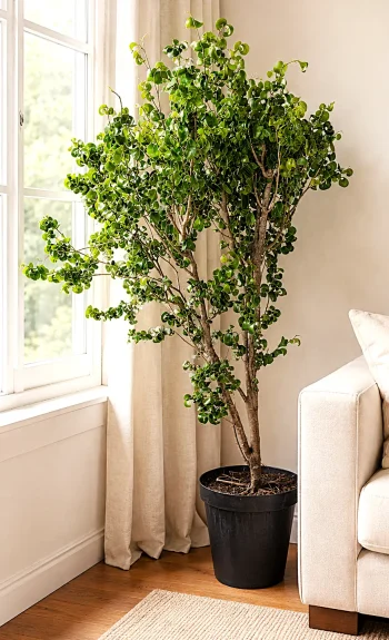 Large Ficus Barok in black on next to a window
