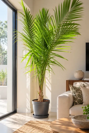 Giant Magesty palm in right lit room