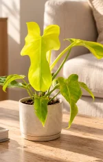 Philodendron Bipennifolium Aurea in ceramic on table